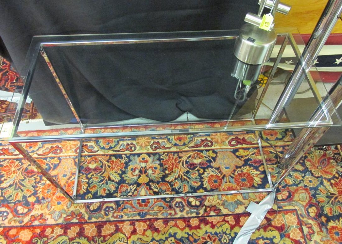 Milo Baughman chrome w/glass top coffee table: SEE TITLE