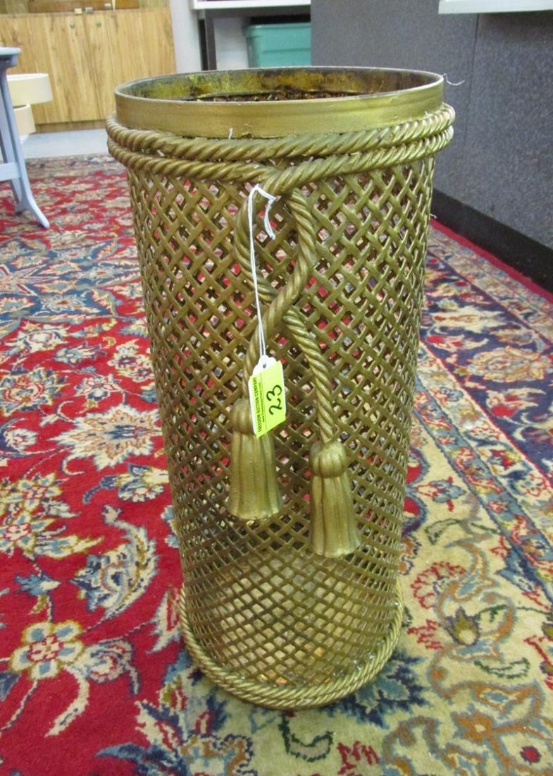 Hollywood Regency - gilt umbrella vase, Italy: SEE TITLE