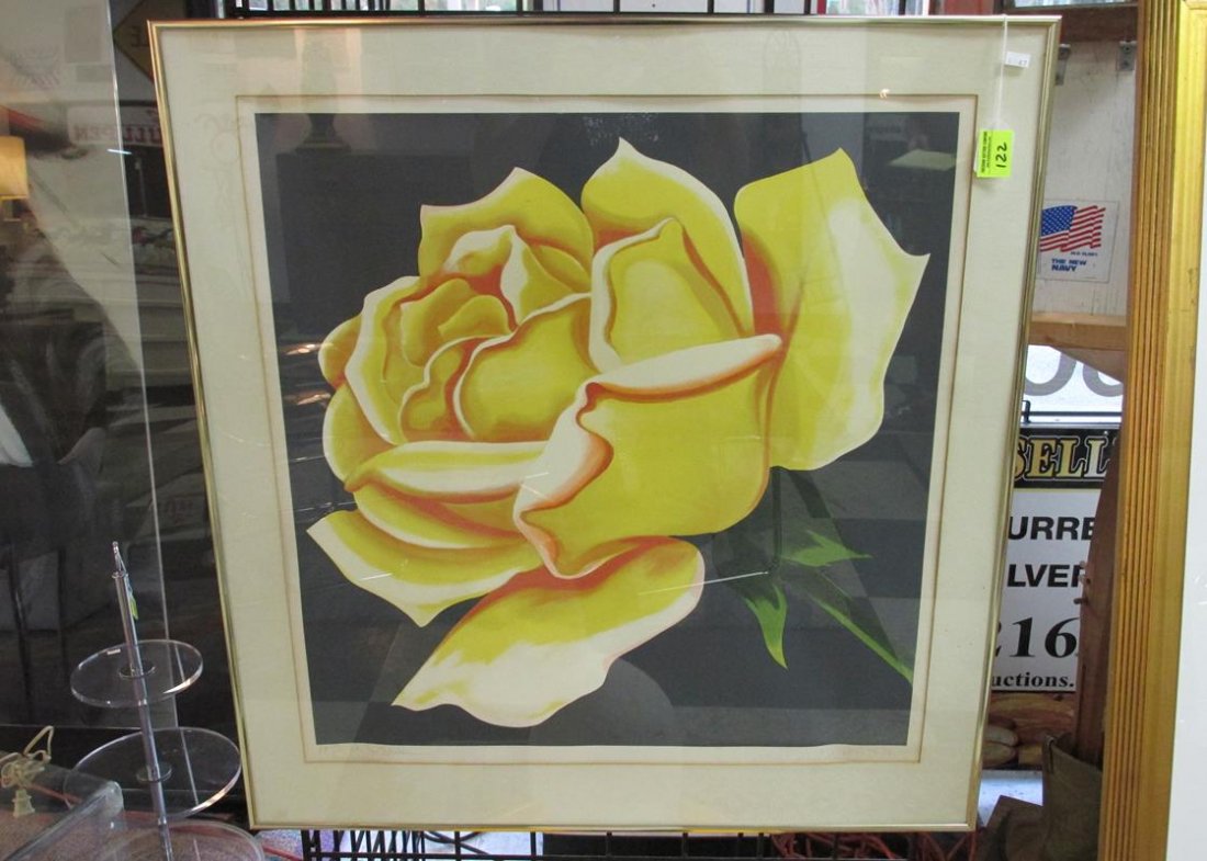 Lowell Nesbitt "Yellow Rose" Serigraph: signed, numbered, 27"x30"