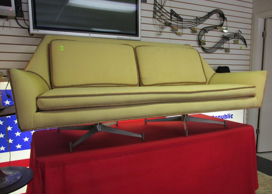 MODERN DOUBLE PEDESTAL LOVESEAT, ATTR. CHROMECRAFT: SEE TITLE