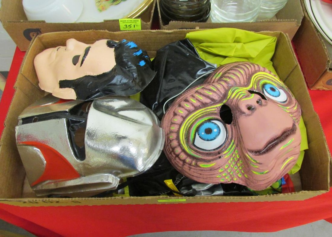 GROUPING OF 1980'S COSTUMES, MASKS: E.T., SUPERMAN, TRANSFORMERS