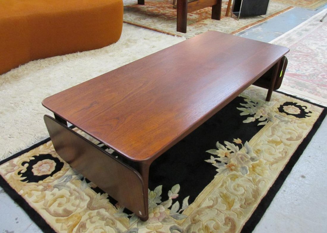 PETER HVIDT FOR FRANCE & DAVERKOSEN TEAK COFFEE TABLE: MARKED, DROP SIDES