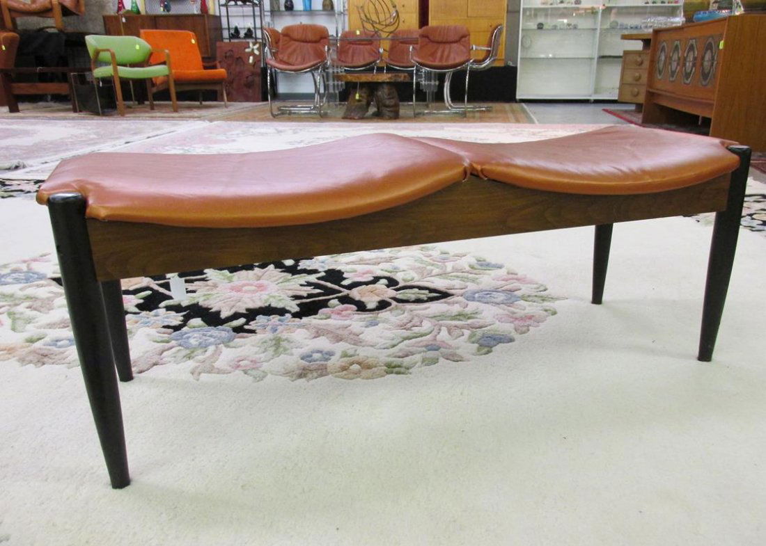 JOHN STUART DANISH MODERN BENCH: RECOVERED IN LEATHER