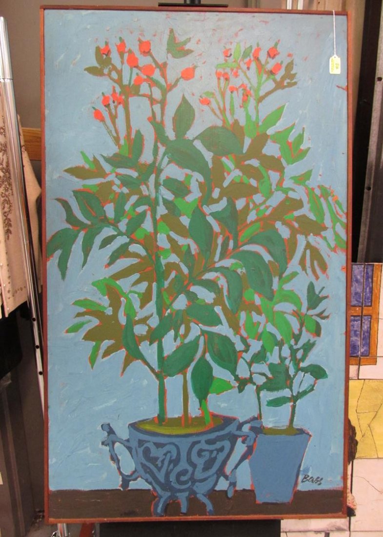 KARL MANN STUDIO ART, SIGNED BASS, 1960'S: OIL ON MASONITE