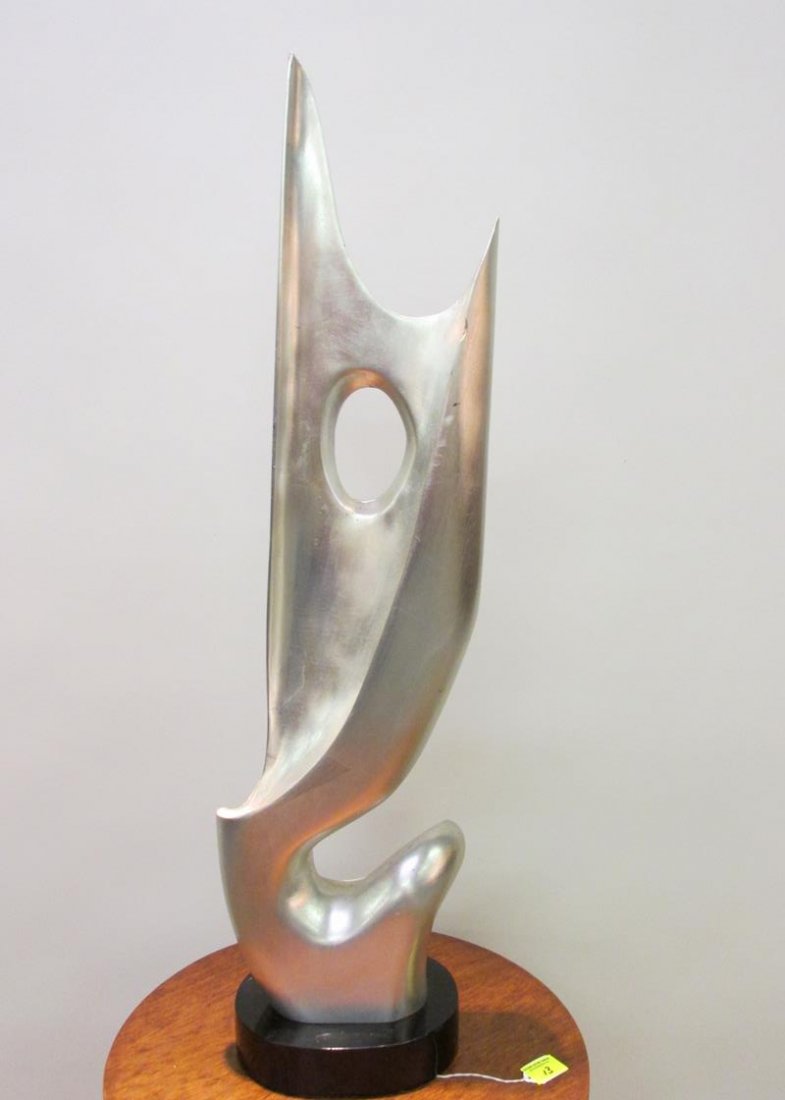 MONUMENTAL VAN TEAL ABSTRACT SCULPTURE: SIGNED, 2 SMALL EDGE CHIPS, 34"