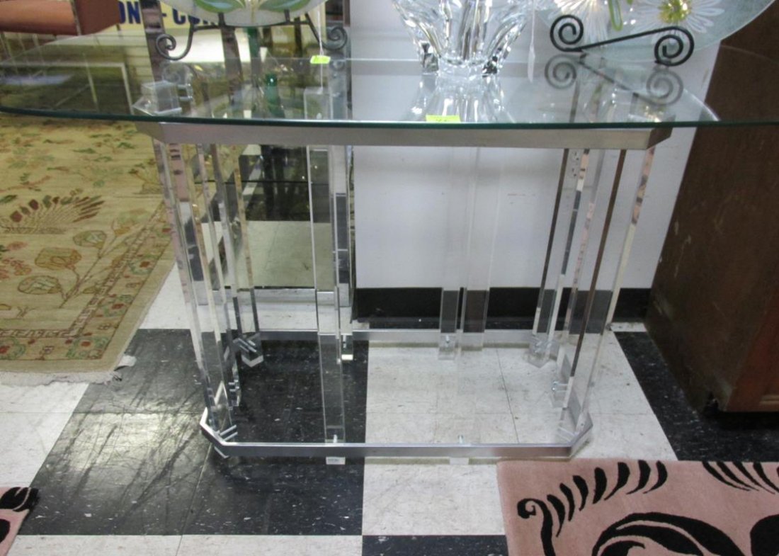 CHARLES HOLLIS JONES STYLE CONSOLE TABLE: TOP IS 24"X48", HEIGHT IS 28"