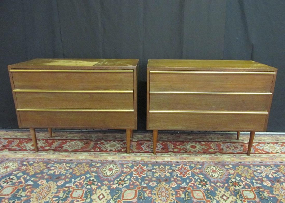 PAIR OF PROJECT DRAWERED CABINETS: SHOWING SURFACE WEAR THROUGHOUT, 36"W, 18"D, 30"H