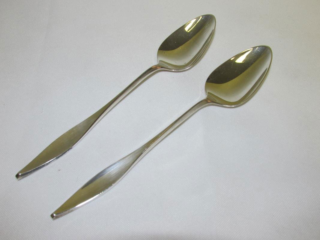 TWO JOHN PRIP "LARK" STERLING MODERNIST TEASPOONS (1 of 2)