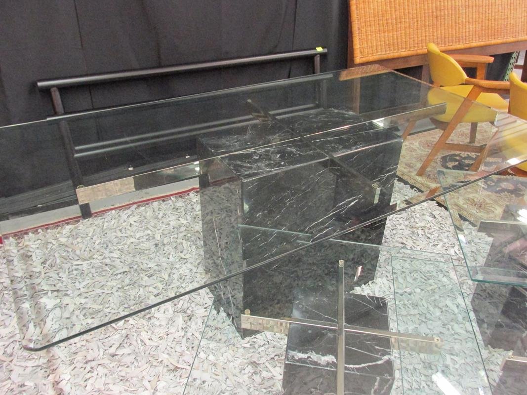 ARTEDI DINING TABLE, BLACK MARBLE & CHROME SUPPORTS (1 of 1)