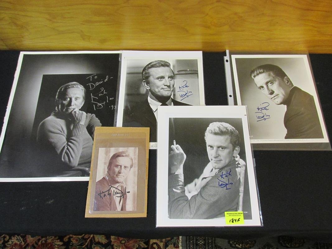 5 KIRK DOUGLAS SIGNED PHOTOS: SEE TITLE