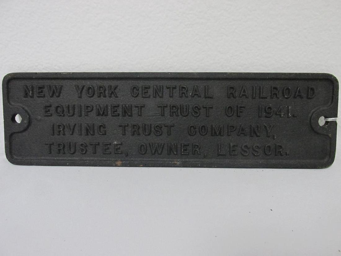 1941 N.Y. CENTRAL RAILROAD TRUST PLATE (1 of 1)