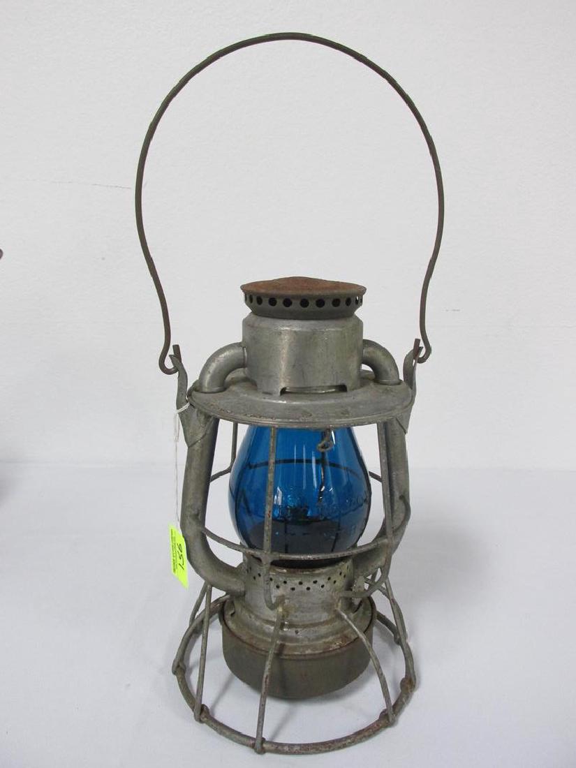 N.Y. CENTRAL BLUE GLOBE RAILROAD LANTERN (1 of 2)