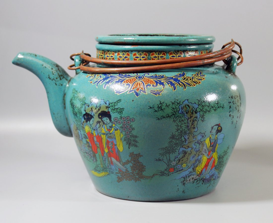 A Chinese Antique Famille Rose YiXing Tea Pot (1 of 6)