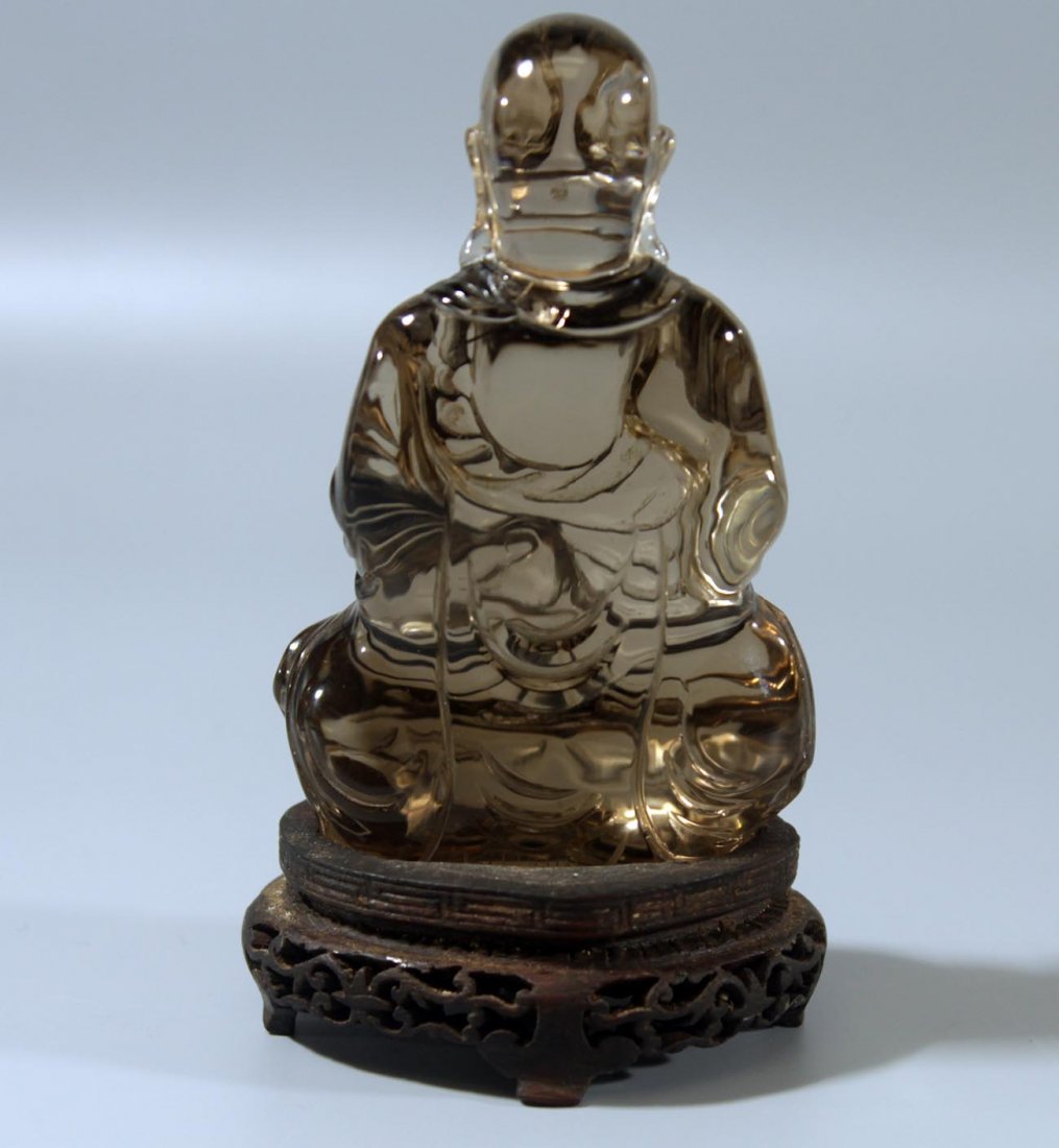 A Chinese Smoky Quartz Carved Buddha Figure (1 of 8)