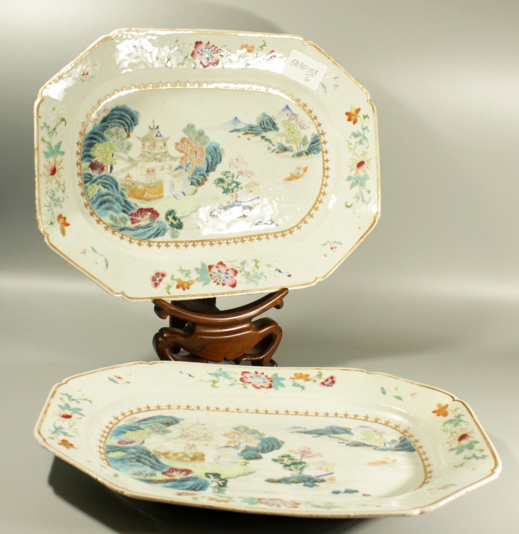 A Pair Of Chinese Antique Famille Rose Square Plates (1 of 5)