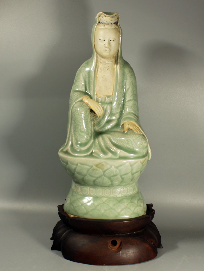A Chinese Antique  Celadon Guanyin Figure (1 of 6)