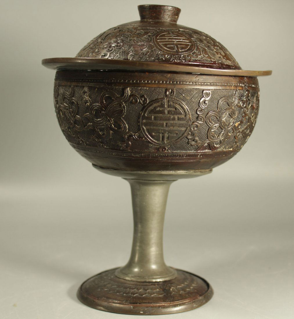 A Chinese Antique Coconut Shell Carved Dou (1 of 9)