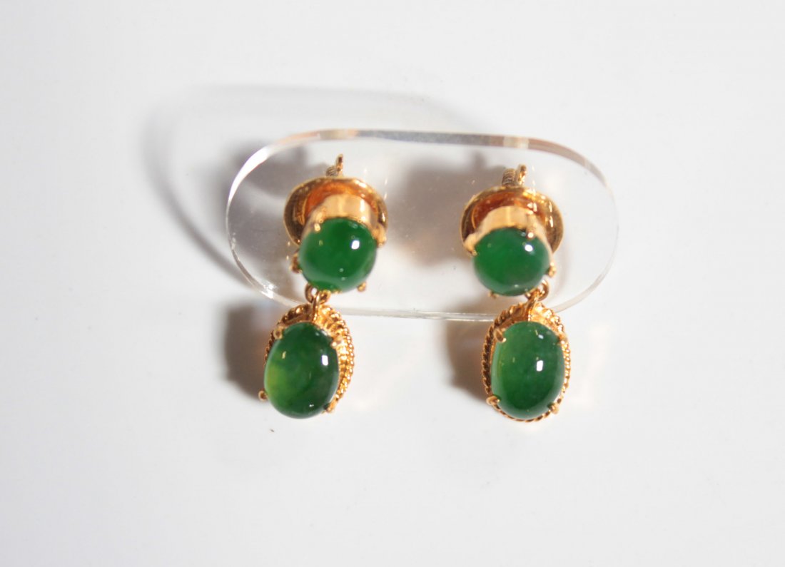 A Pair Of Chinese Jadeite Ear Pendants (1 of 3)