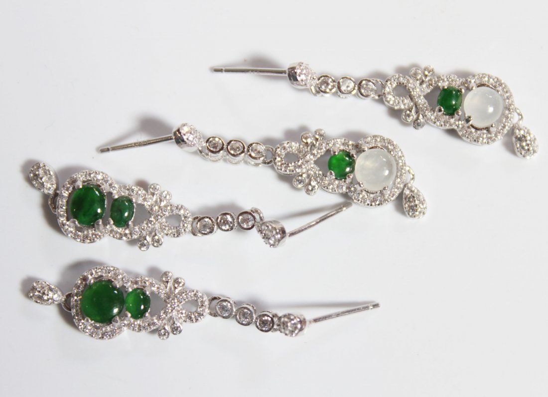 Two Pair Of Jadeite Ear Pendants (1 of 7)