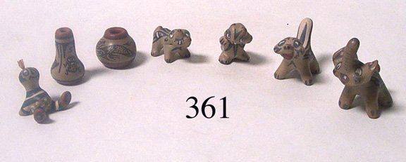 SEVEN SANTA CLARA POTTERY ITEMS