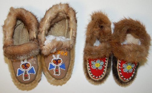 TWO PAIR OF TLINGIT MOCCASINS