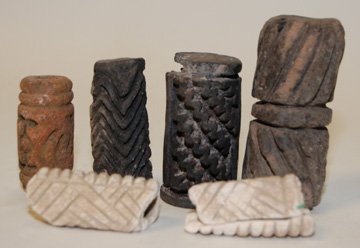 SIX PRECOLUMBIAN POTTERY STAMPS