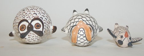 THREE POTTERY OWLS - 5