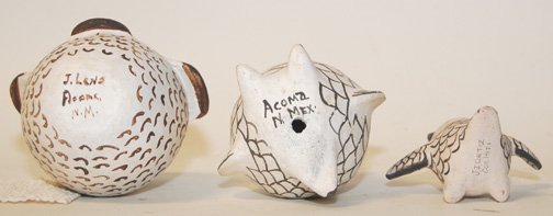 THREE POTTERY OWLS - 6