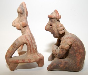 TWO PRECOLUMBIAN POTTERY IDOLS - 5