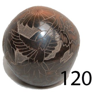 SANTA CLARA POTTERY SEED JAR: ca. LAST Q 20TH CENT. 2 tone black and brown sgraffito design, hummingbird & floral design, by Eric Tafoya, 3" x 2.75".