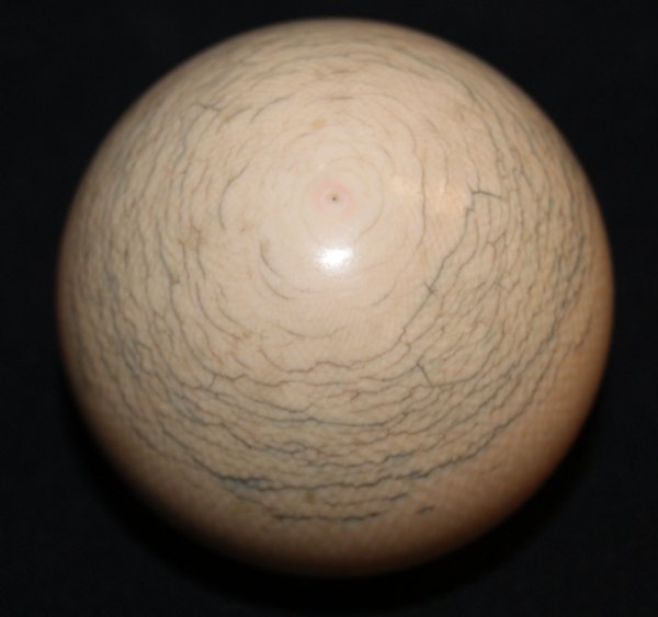 Ivory cue ball: 1910-1920s 2.25 inches around Shipping charge on this item is $10.00. Unless noted all items have some amount of acceptable wear, scratches, nicks, missing