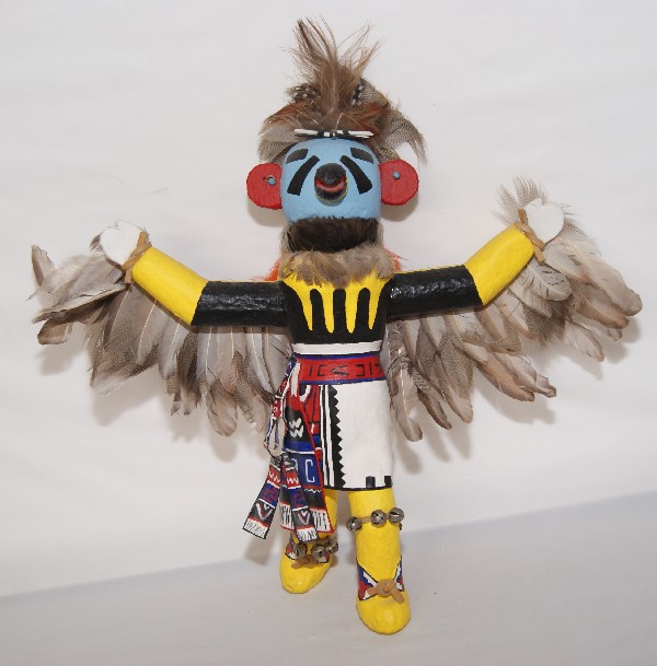 Papier-mâché Kachina: 1960s 70s eagle dancer 12" tall Shipping charge on this item is $10.00. Unless noted all items have some amount of acceptable wear, scratches, nicks, missi