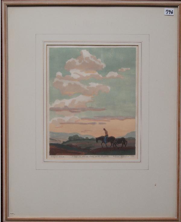 Western Print: 1933 titled"Days End" by Glenn Wheete number 23 of 31, 10.5" x 8.5" Shipping charge on this item is $20.00.