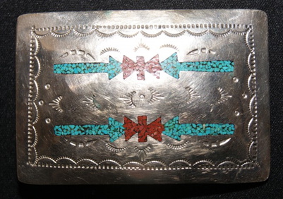121 Gram Les James Turquoise Inlay Native American Navajo Sterling Silver Bracelet 121 Gram Les James Turquoise Inlay Native American Navajo Sterling Silver Bracelet