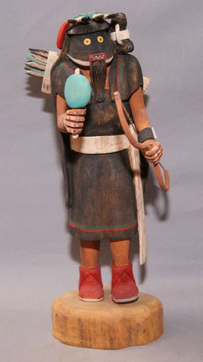 HOPI KACHINA: 1994 hand carved and painted warrior maiden signed Rapheal Jose Jr, 11" tall Shipping charge are for the United States. The shipping on this lot is $20.00. Outside the United States there will be addi