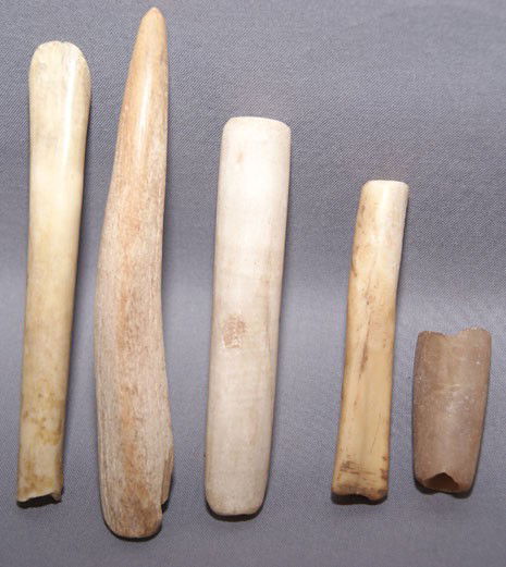 PUEBLO MISC. ARTIFACTS: 1900s-1920s stone cloud blower awls 2 bone whistles, largest 4.5" Shipping charge are for the United States. The shipping on this lot is $10.00. Outside the United States there will be additional ship