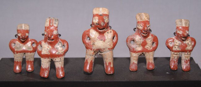 5 PRE-COLUMBIAN POTTERY FIGURES: prehistoric 3 as found condition 2 have broken and glued legs, 2" x 1.25" Shipping charge are for the United States. The shipping on this lot is $10.00. Outside the United States there will be additio