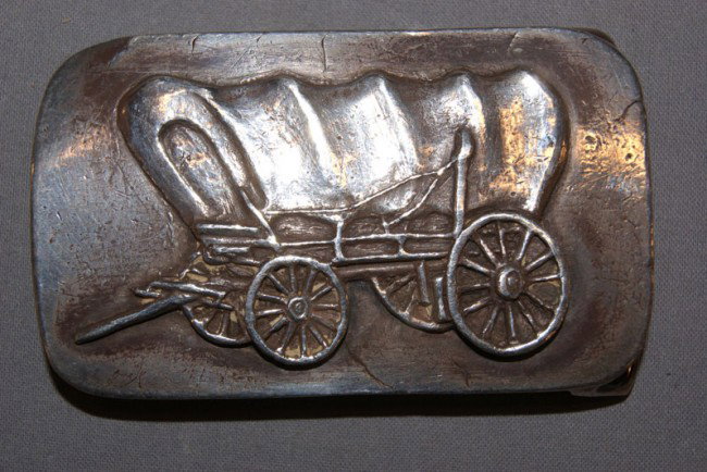 STERLING SILVER BUCKLE: 1970s University of Oklahoma sand cast by Bill Vorreiter, 3" x 1.75" Shipping charge are for the United States. The shipping on this lot is $10.00. Outside the United States there will be additional s