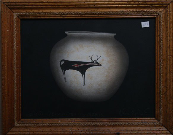 WATER COLOR PAINTING: 1990s of Zuni pot signed Kevin McDermott 11" x 15.5" Shipping charge are for the United States. The shipping on this lot is $10.00. Outside the United States there will be additional shipping fees. Un