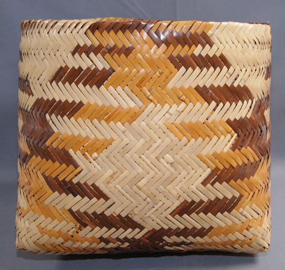 CHEROKEE BASKET: 1960s-70s double weave river cane woven by Rowena Bradley, 11.5" x 13" Shipping charge are for the United States. The shipping on this lot is $10.00. Outside the United States there will be additional