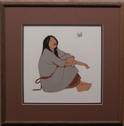 CHOCTAW PAINTING: 1985 original mixed media by Valjean Hessing, 9.5" x 9.5" Shipping charge are for the United States. The shipping on this lot is $30.00. Outside the United States there will be additional shipping fee