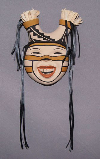 JEMEZ POTTERY MASK: contemporary signed Kathleen Wall, 11.5" x 2.5" x 6" Shipping charge are for the United States. The shipping on this lot is $20.00. Outside the United States there will be additional shipping fees. Un