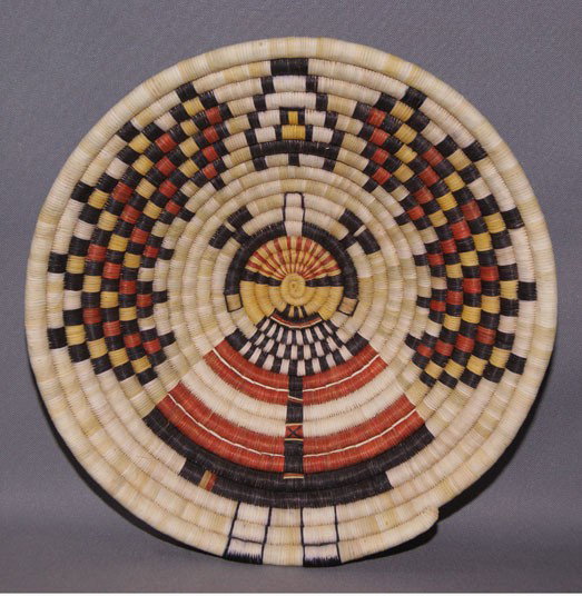 HOPI BASKETRY BOWL: 1970s 80s second Mesa coil Kachina design 3" x 13" Shipping charge are for the United States. The shipping on this lot is $20.00. Outside the United States there will be additional shipping fees. Unle