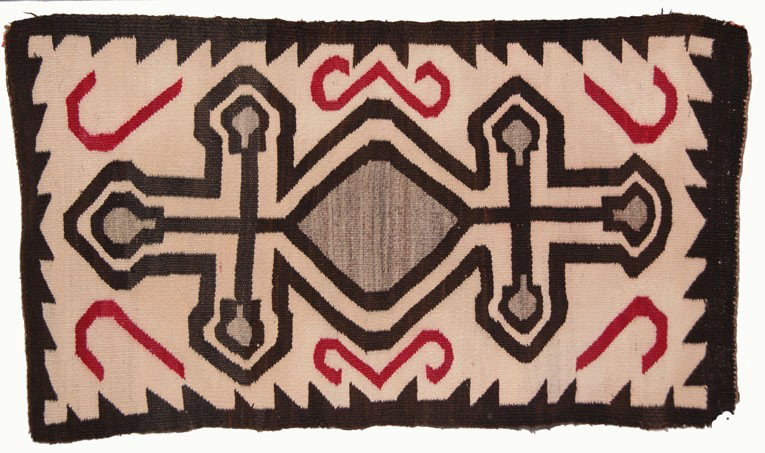 NAVAJO TEXTILE: 1920s 30s JB Moore style has minor edge wear 40" x 23" Shipping charge are for the United States. The shipping on this lot is $15.00. Outside the United States there will be additional shipping fees. 