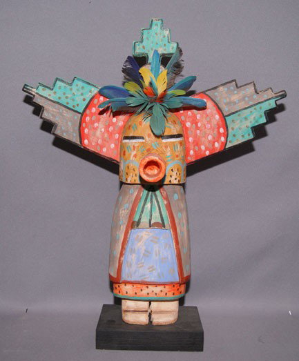 HOPI SCULPTURE: 2010 hand carved and painted Kachina signed Greg Lomayestewa 22" x 18" Shipping charge are for the United States. The shipping on this lot is $30.00. Outside the United States there will be additional