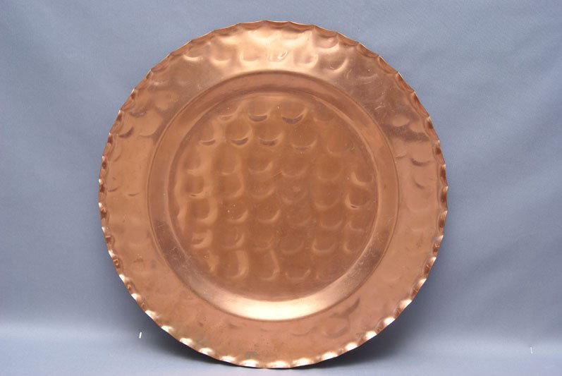 LARGE COPPER SERVING TRAY: 1960s 70s origin not known .5" x 17.75" Shipping charge are for the United States. The shipping on this lot is $10.00. Outside the United States there will be additional shipping fees. Unless noted al