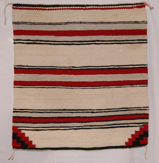 NAVAJO TEXTILE: 1960s and 70s hand-woven has stains and fading 31" x 28" Shipping charge are for the United States. The shipping on this lot is $10.00. Outside the United States there will be additional shipping fees