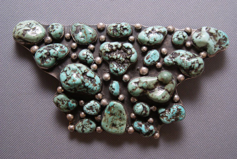 NAVAJO BELT BUCKLE: 1970s 80s sterling silver and turquoise 3" x 6" Shipping charge are for the United States. The shipping on this lot is $10.00. Outside the United States there will be additional shipping fees. Unless 