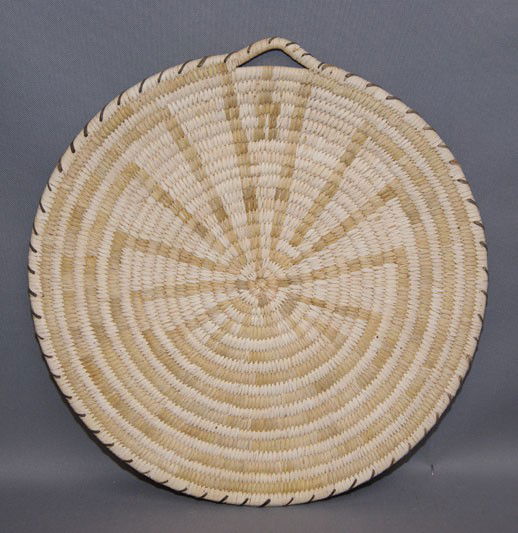 PAPAGO BASKET: 1980s 90s hand woven man in the maze, design is faded on one side 15.75" in diameter Shipping charge are for the United States. The shipping on this lot is $10.00. Outside the United States there will