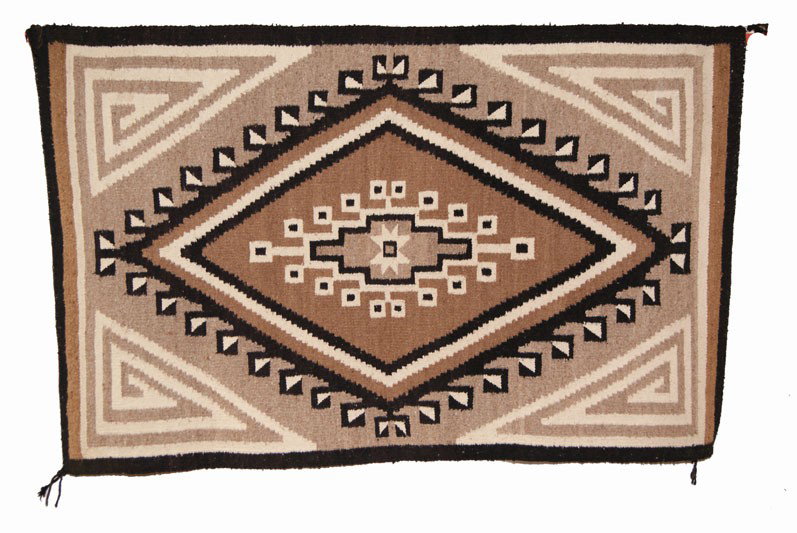NAVAJO TEXTILE: 1960s 70s all natural has minor moth damage 46" x 30" Shipping charge are for the United States. The shipping on this lot is $10.00. Outside the United States there will be additional shipping fees. U